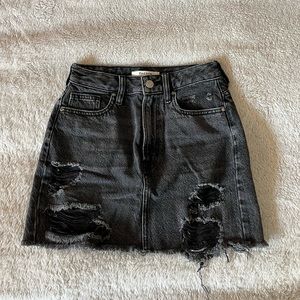 PacSun Black Ripped Denim Mini Skirt